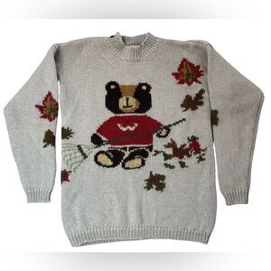 Vintage 90s Mac & Jac Wool Teddy Bear Sweater